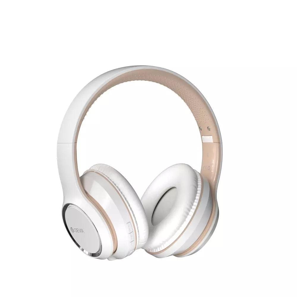 Devia Kintone Foldable On-Ear Wireless Bluetooth HD Headphones - White