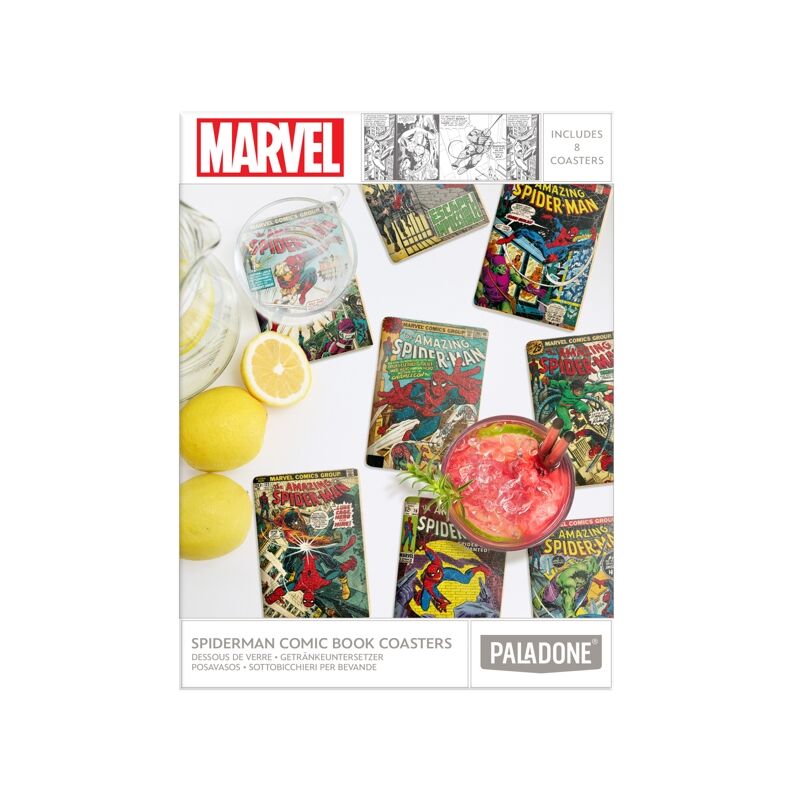 Spiderman x8 Comic Book Coasters double sided