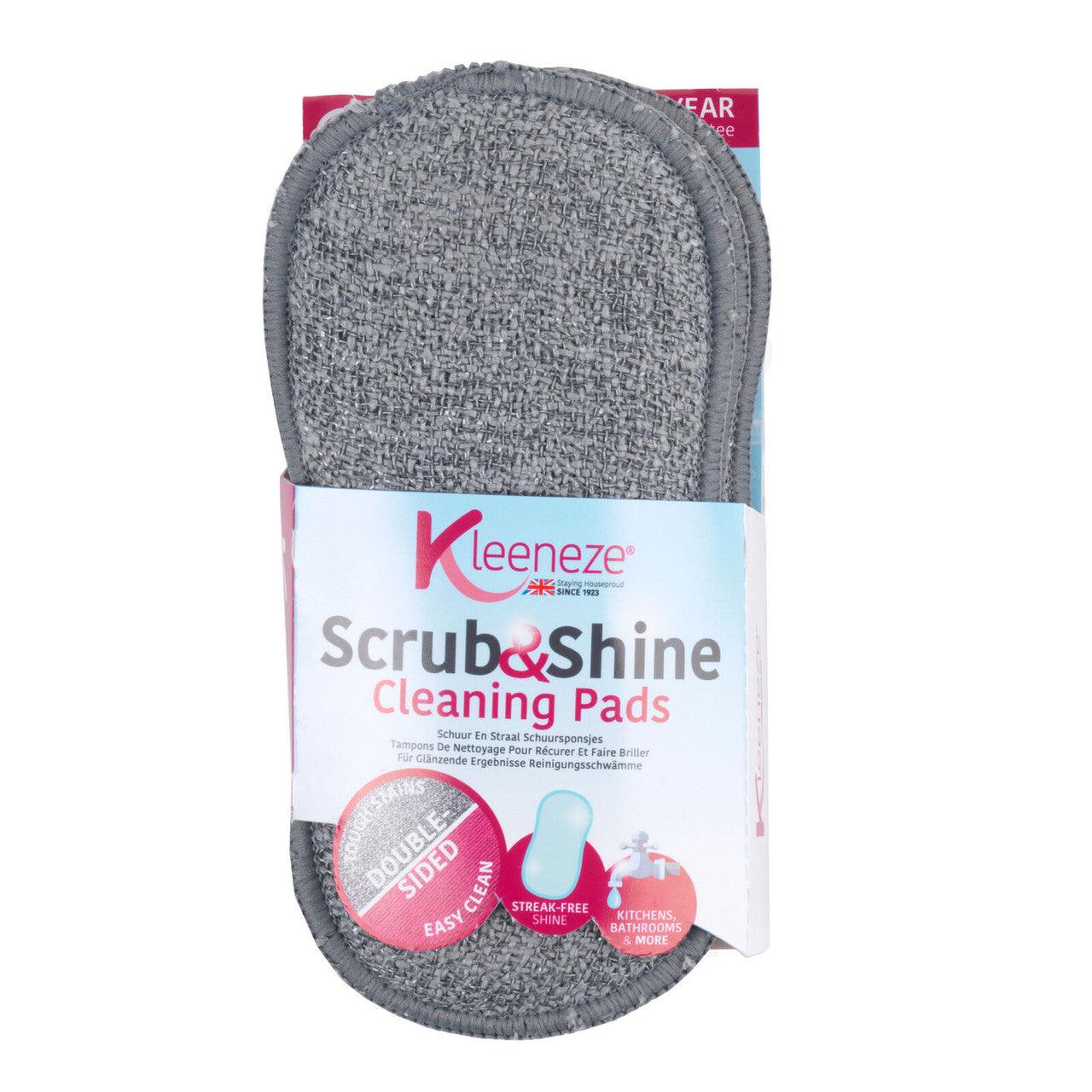 Kleeneze Multi-Purpose Scrubbing Sponges - Scourer, Double Sided Microfibre Cleaning Pads, Scrub & Shine, Remove Tough Stains in Kitchen/Bathroom, Surfaces, Pans, Machine Washable, 3-Pack