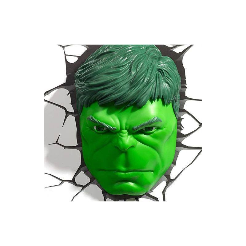Marvel Hulk Face Light – 3D Wall-Mountable LED Night Light with Crack Sticker – Battery Operated