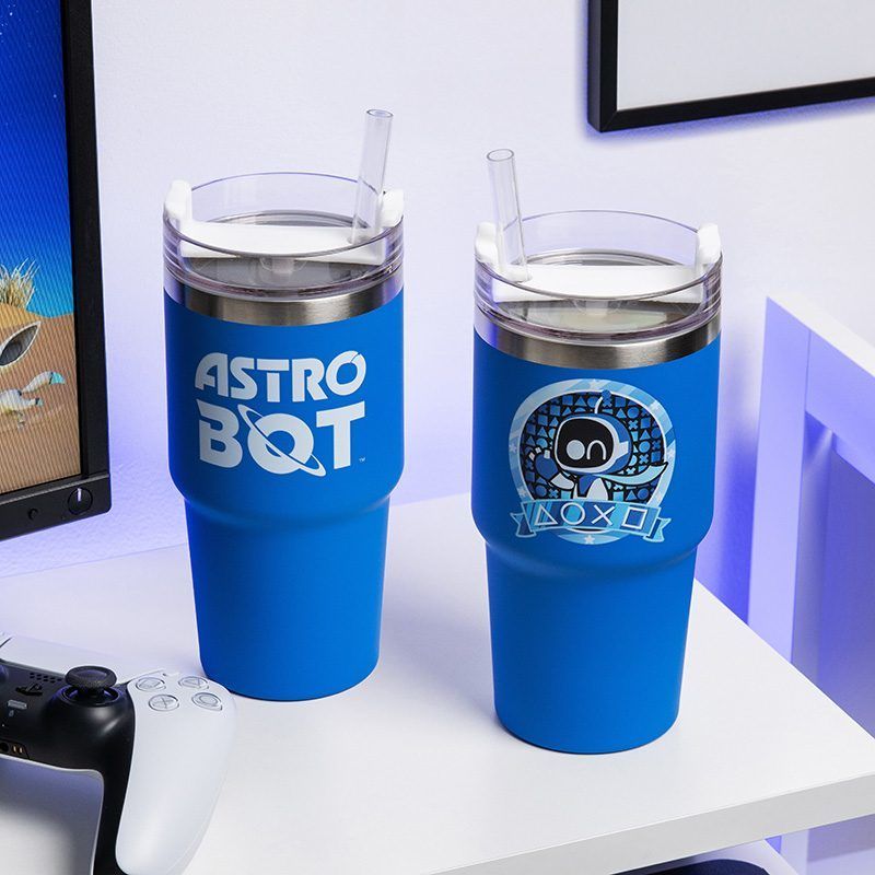 Astro Bot Gamer Cup 600ml (20oz) Insulated Travel Cup with Multi-Way Lid & Soft-Touch Finish, Keeps Drinks Hot or Cold, Reusable Water Bottle for Gamers & Travel