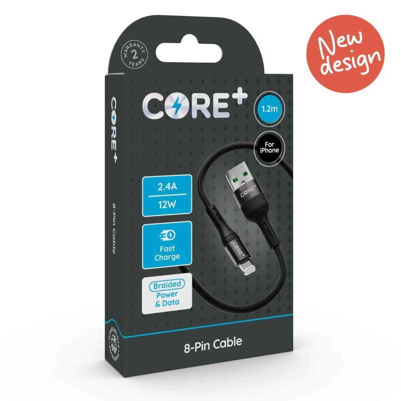 Premium iPhone Fast Charge Cable - 1.2m, Braided Black