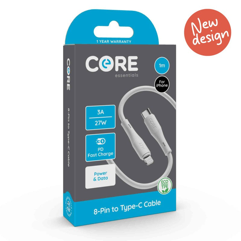 iPhone to USB-C Cable - 1m, White, 27W Power Delivery (PD)