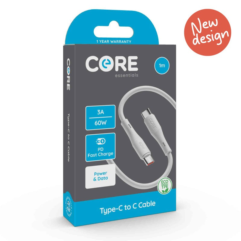 USB-C to USB-C Cable - 1m, White, 60W Power Delivery (PD)