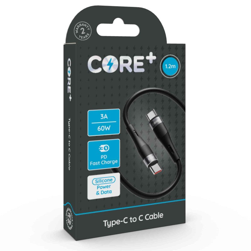 Premium USB-C to C Cable - 1.2m, Silicone Black, 60W Power Delivery (PD)