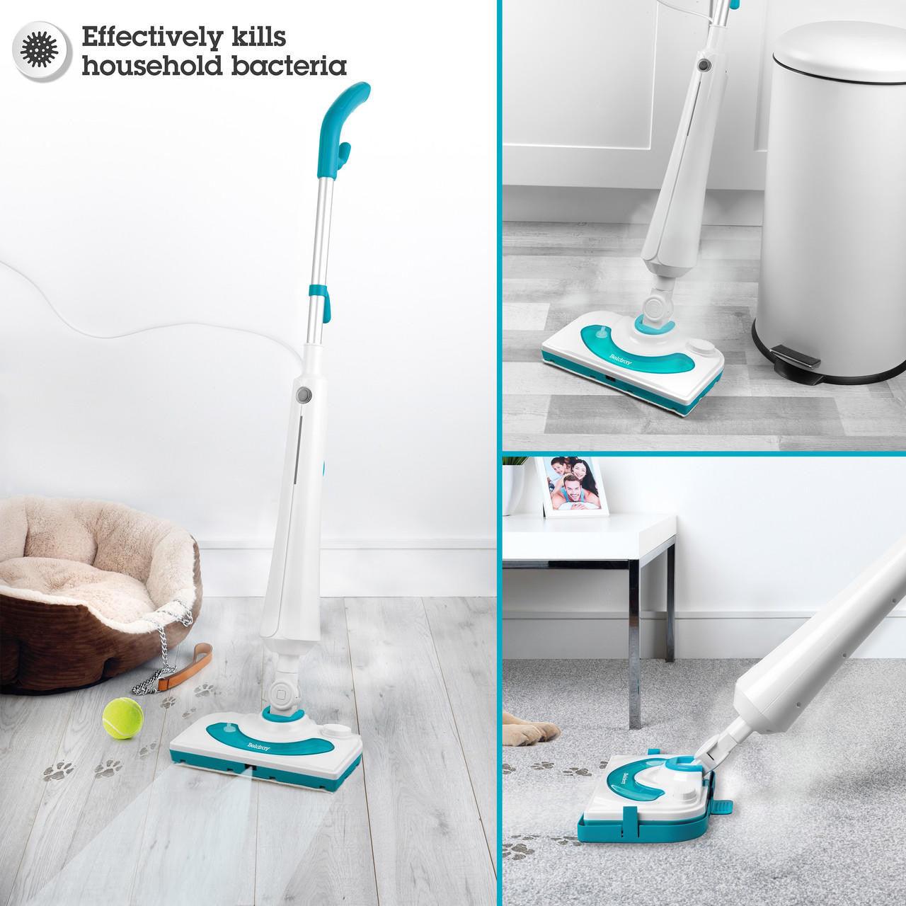 Beldray Rectangular Detergent Steam Cleaner with 350ml Water Tank Capacity, White/Turquoise