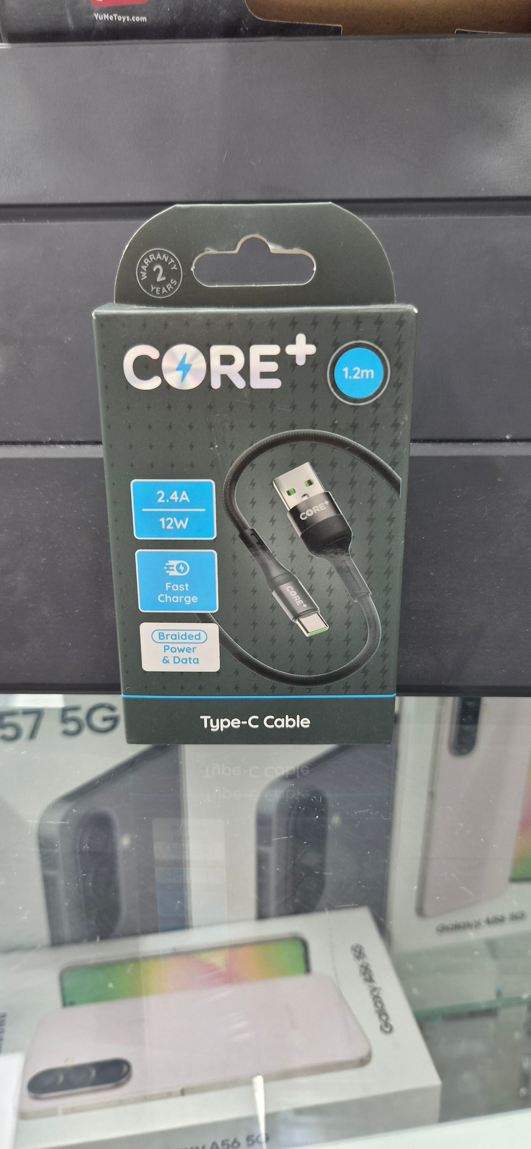 Premium USB-C Fast Charge Cable - 1.2m, Braided Black