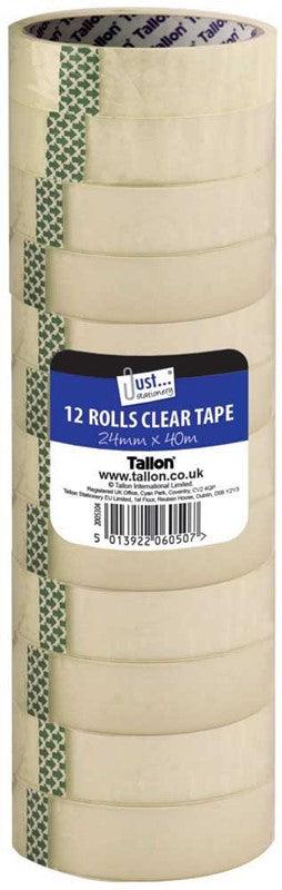 Just Stationery 12 by 40m Rolls 24mm 41 micron Clear Tape