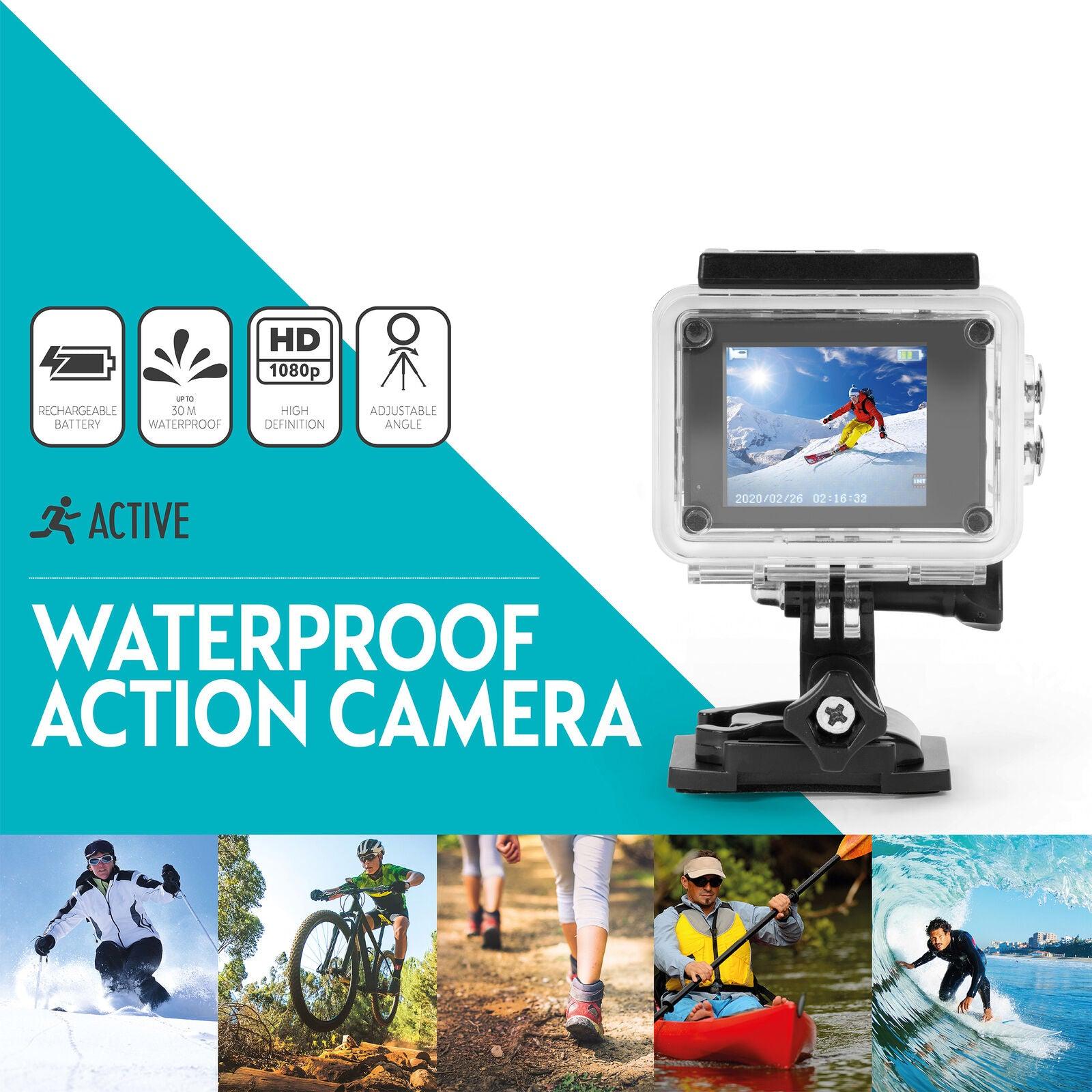 Intempo Sync Waterproof Wide Angle HD Action IPX8 Camera, High Definition, 1080p Video Resolution, USB, Self Timer Function, Waterproof Up to 30 M