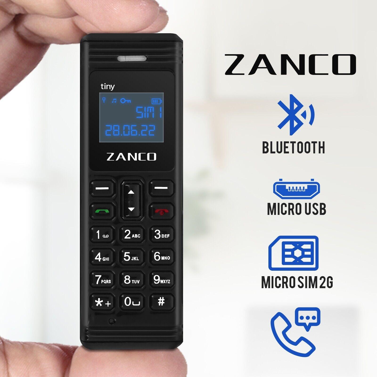 Zanco Tiny Mini Phone Bluetooth Micro SIM Calls SMS Black