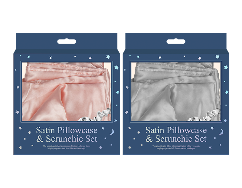 Satin Pillowcase & Scunchie Set, Random Colour Delivery