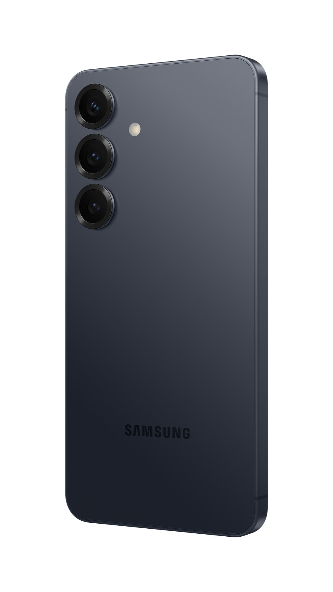 Black Samsung smartphone on a white background