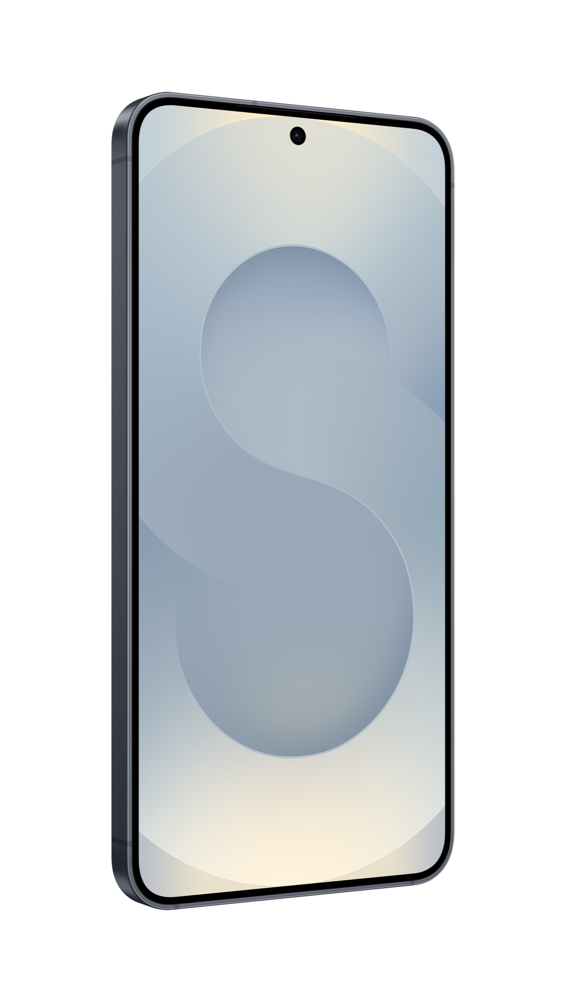 Smartphone with a reflective screen on a white background