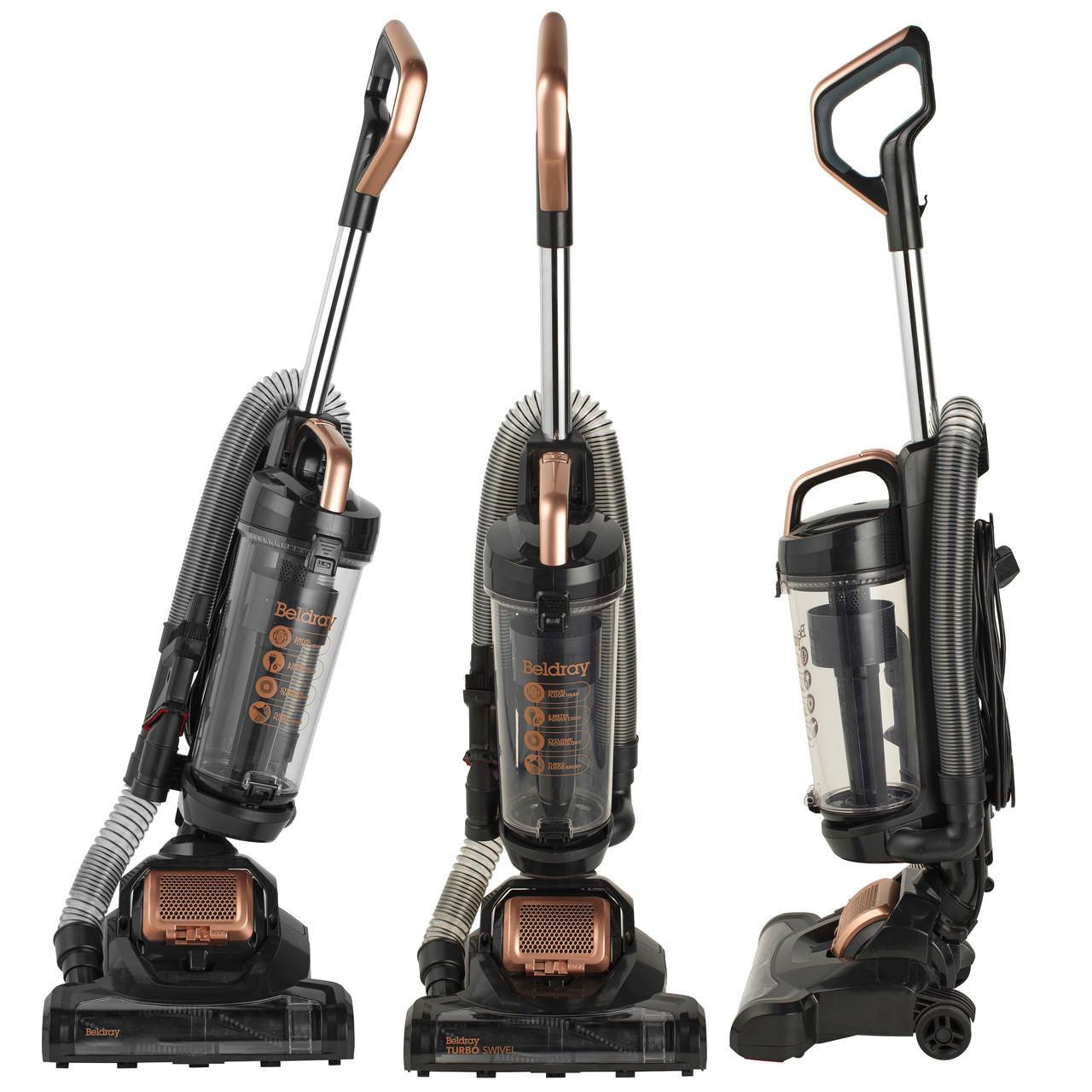 Beldray Upright Swivel Vacuum – HEPA Filter, 2.5 L Dust Container, Rose Gold