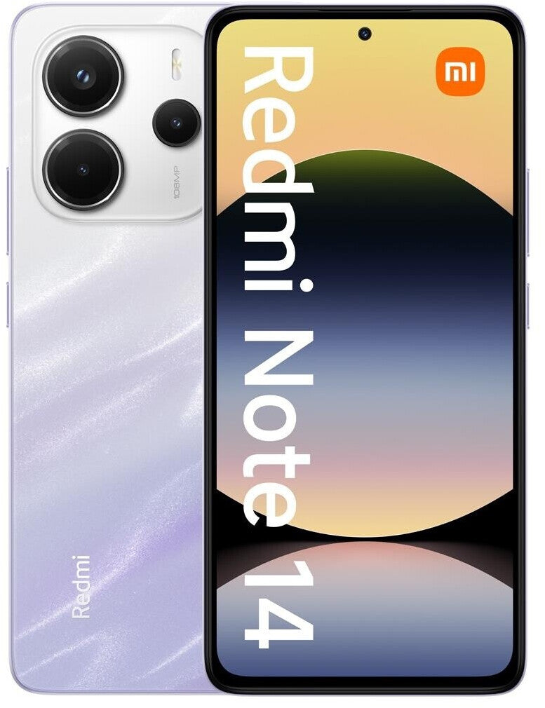 Xiaomi Redmi Note 14 Smartphone - Purple, 8+256GB, 108MP AI camera system, 5500mAh battery, 120Hz eye-care display, AI features