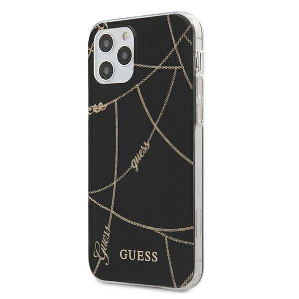 Guess Collection Apple iPhone 12 Pro Max Case Cover Black Gold Chain