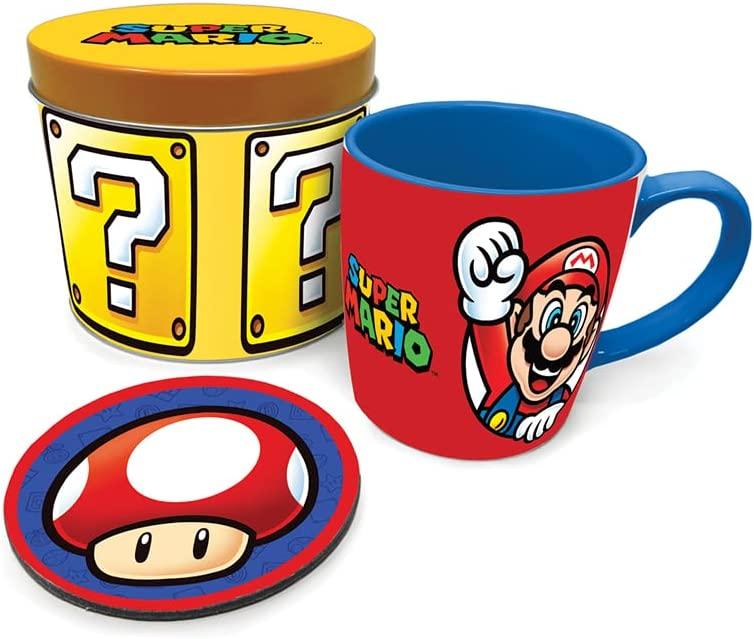 Super Mario Gift Set with Mug and Coaster in Reusable Gift Tin - Official Merchandise