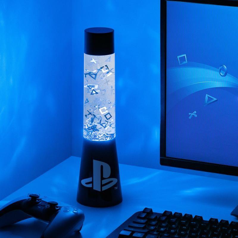 Playstation Glitter Flow Lamp Night, Bedroom Décor Mood Light, 33 cm Lava, Plastic, Black