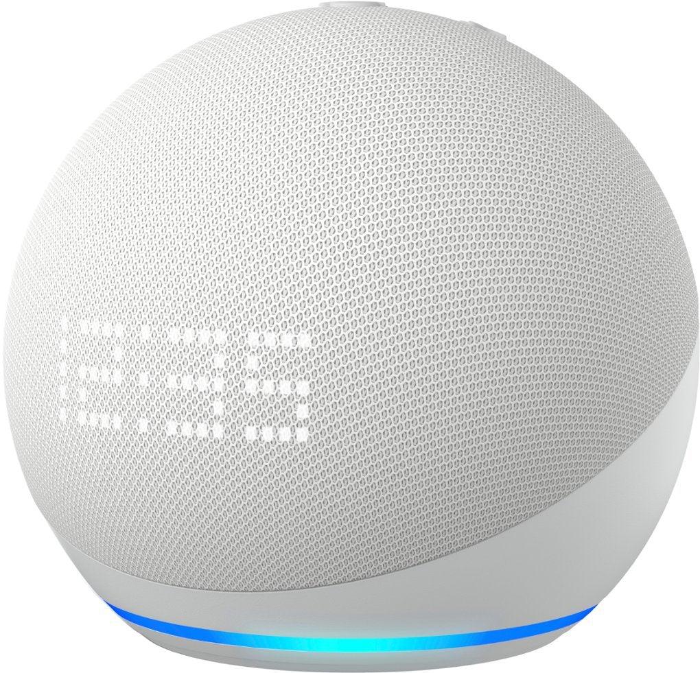 Amazon - Echo Dot with Clock (5th Gen, 2022 Release) Smart Speaker with Alexa - Glacier White