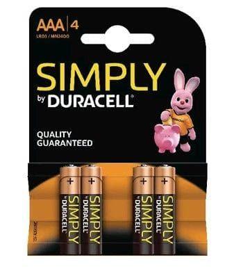 Duracell Simply AAA Alkaline Batteries Battery (Pack of 4) - Gadget Station