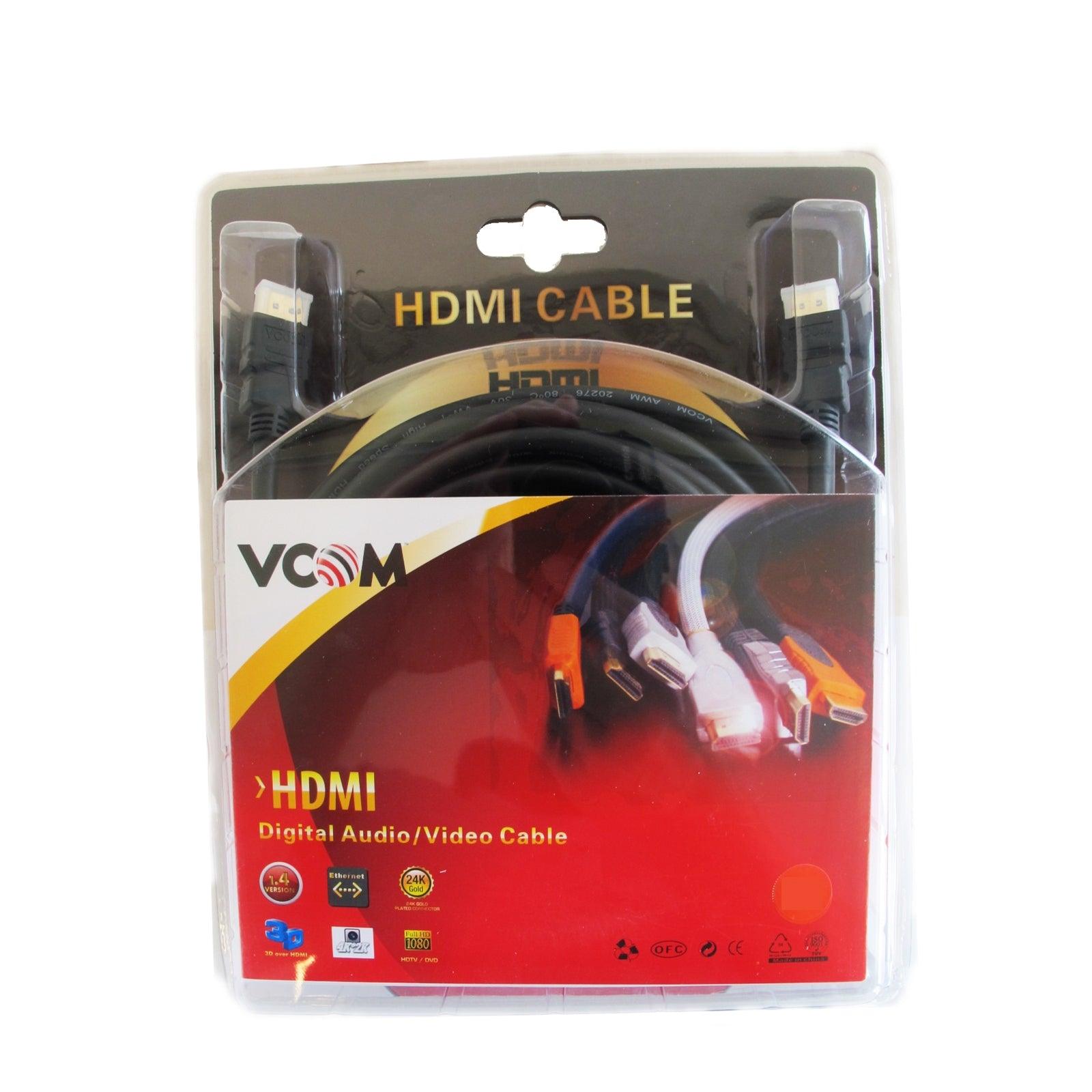 VCOM HDMI Ethernet Gold plated 1.4 (M) to HDMI 1.4 (M) 1.8m Black Cable, for 4K, 3D