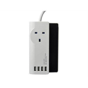 SMJ Desktop Charging Station 1 UK Mains Socket 4 USB Charging Points White, Phone and Tablet Stand - Gadget Station