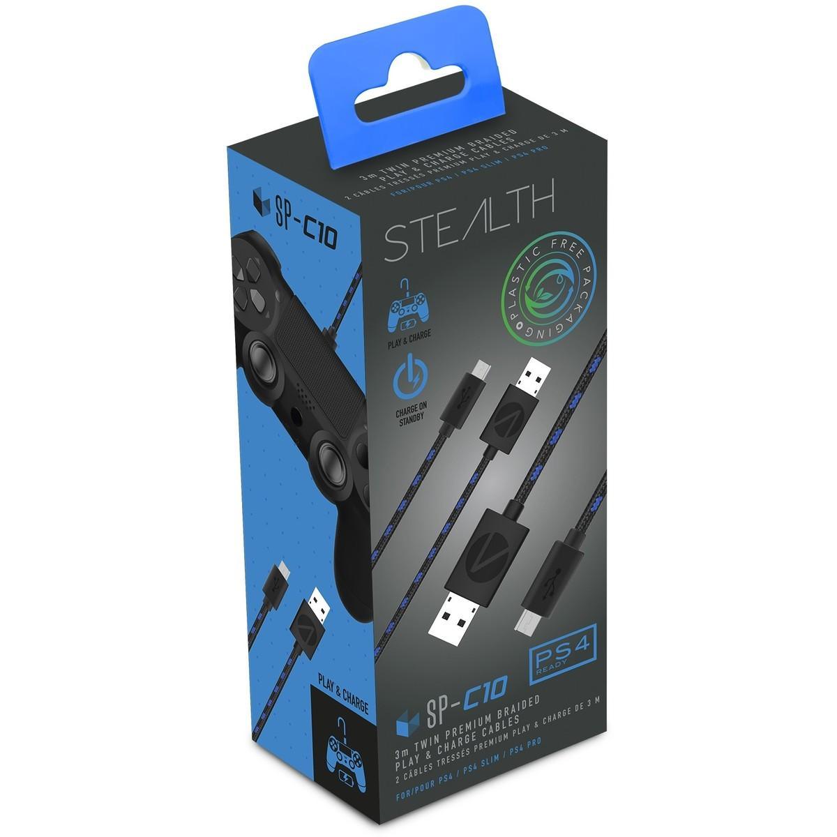 Stealth 3 Metre Superfast PS4 Play & Charge Cable Twin Pack