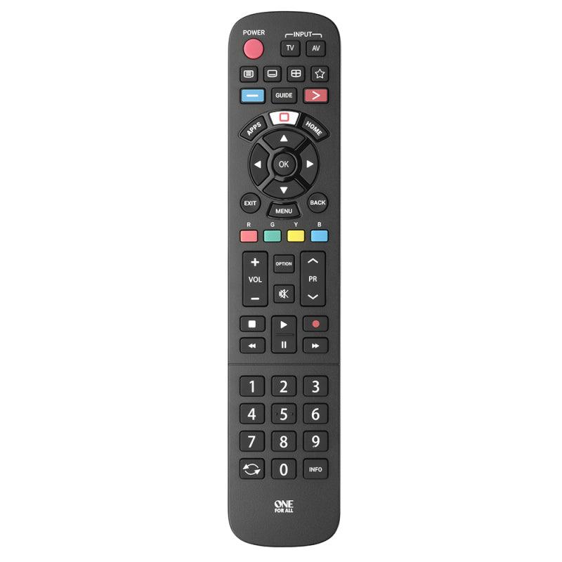 One For All Panasonic TV remote Works with ALL Panasonic TVs Learning feature - Ideal TV replacement remote control, black