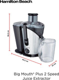 Hamilton Beach Big Mouth Plus 2 Speed Juice Extractor, Plastic, 600 W, 1.2 liters, Black