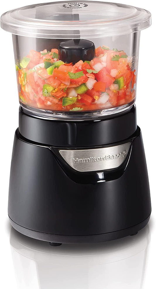 Hamilton Beach Stack & Press 700ml Glass Bowl Chopper Food, Plastic, 175W, Black