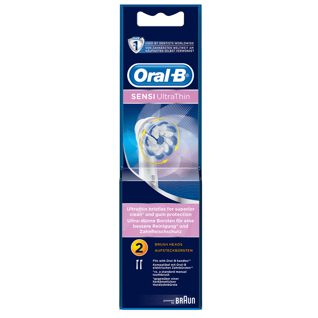 Oral-B Clean and Care Sensitive Clean Replacement Toothbrush Head, Pack of 2 Counts