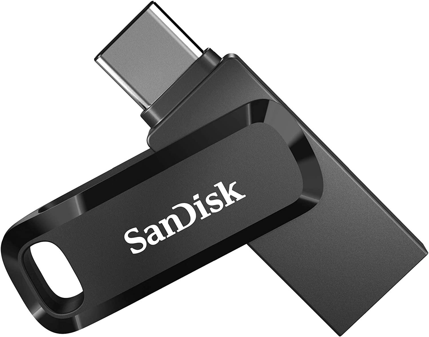 SanDisk 64GB Ultra Dual Drive Go USB Type-C Flash Drive with reversible USB Type-C and USB Type-A connectors, for smartphones, tablets, Macs and computers, Black