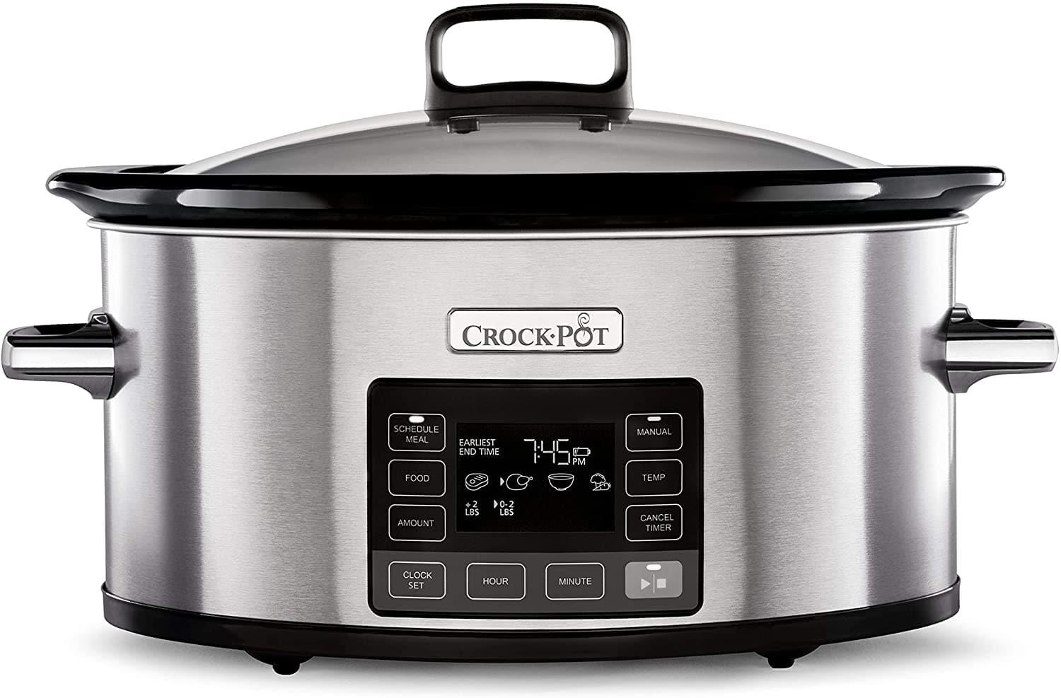 Crock-Pot Time Select Digital Slow Cooker Programmable Digital Display 5.6 L (7+ People) Keep Warm Function - Stainless Steel