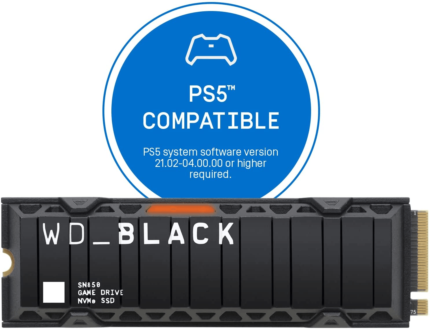 WD_BLACK 500GB SN850 NVMe Internal Gaming SSD Solid State Drive with Heatsink - Works with Playstation 5, Gen4 PCIe, M.2 2280, Up to 7,000 MB/s - WDS500G1XHE