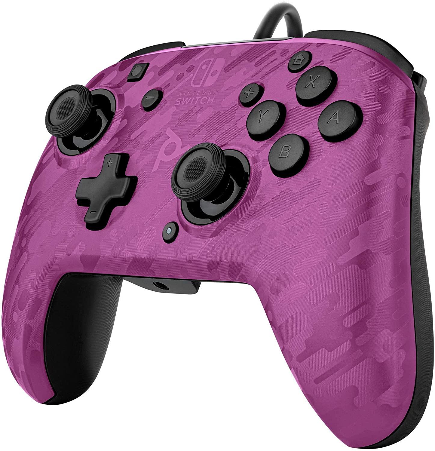 PDP Gaming Faceoff Deluxe+ Wired Switch Pro Controller - Purple Camo - Officially Licensed by Nintendo - Customizable buttons and paddles - Ergonomic Controllers