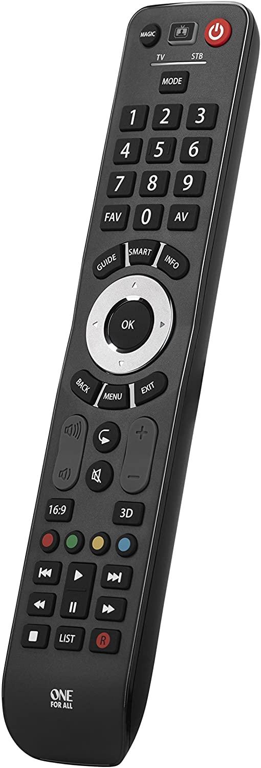 One For All URC 7125 Evolve 2 – Remote Control (Cable, DTT, IPTV, Sat, TNT, TV, Buttons, Black)