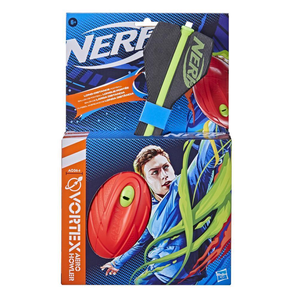 NERF Sports Vortex Aero Howler Foam Ball Long Distance Easy Grip Whisteling Flight Outdoor Football - Red/Black