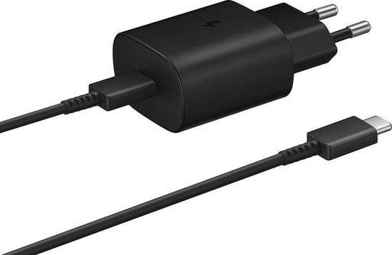 Official Samsung PD 25W Fast Wall Charger EU Type-C to Type-C Plug Black with USB Type-C Cable for S21, S21+ Plus, S21 Ultra, S20, S20+, S20 Ultra