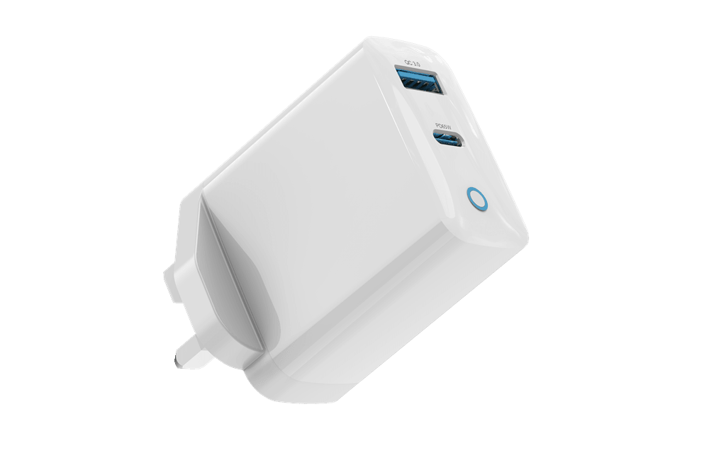 Devia 65W GaN Type C PD & QC4.0 3-Pin UK Mini Charging Plug White