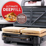 Breville Ultimate Deep Fill Toastie Maker, 2 Slice Sandwich Toaster, Removable Non-Stick Plates, Stainless Steel, Black