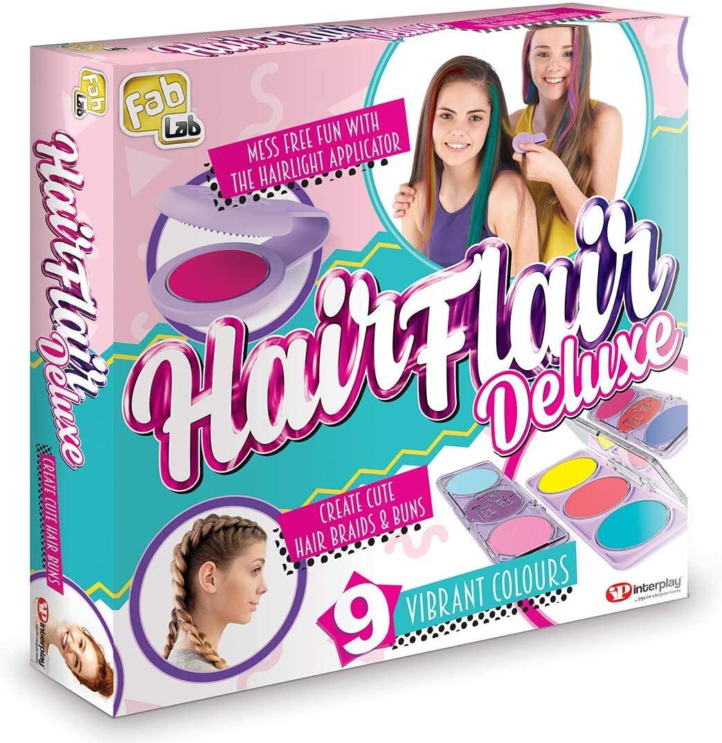 FabLab Hair Flair Deluxe Kids' Play Cosmetics & Jewellery, with 9 Fab Colours