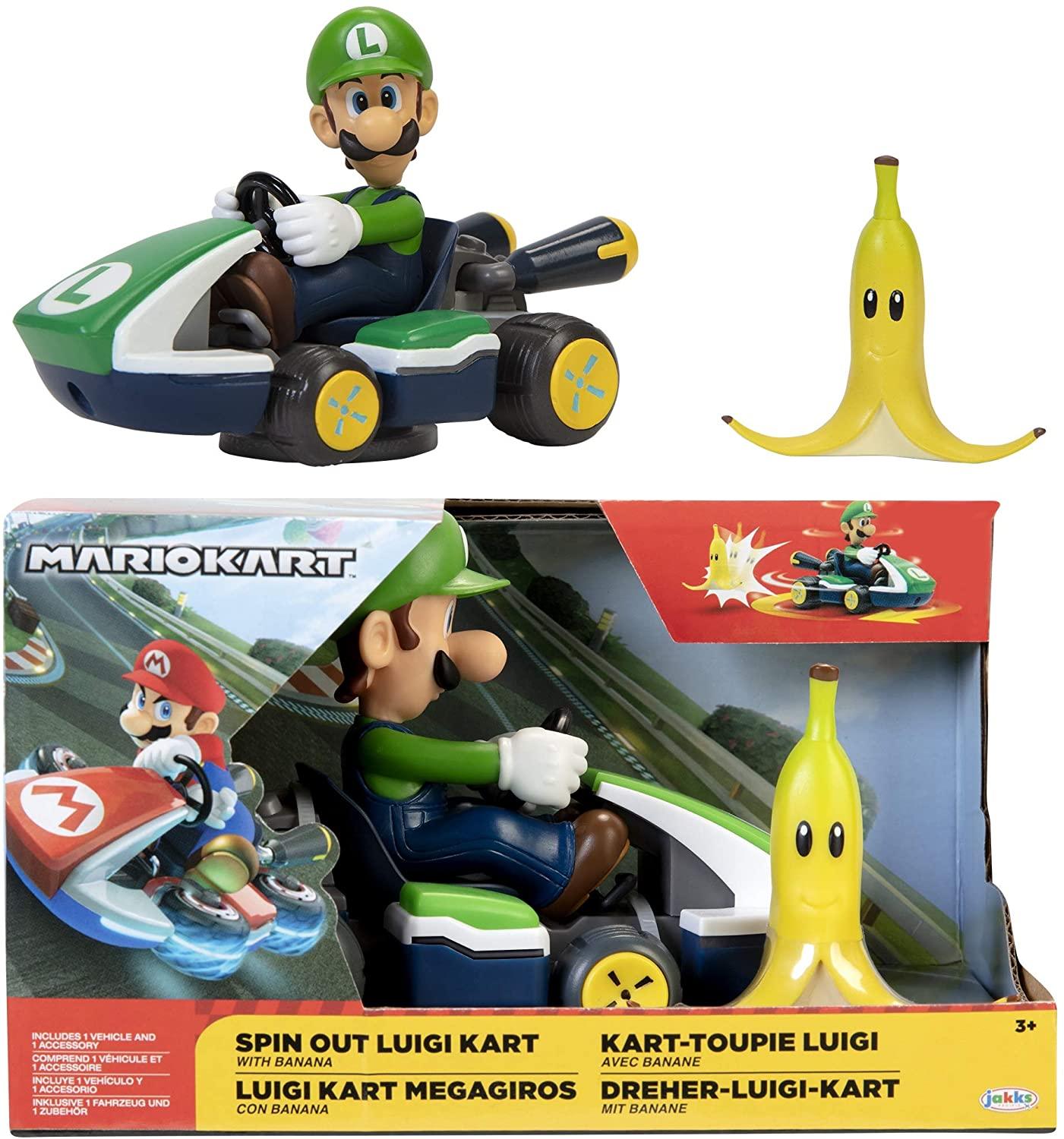 Super Mario Spin Out 2.5" Mariokart Luigi Racer Vehicle