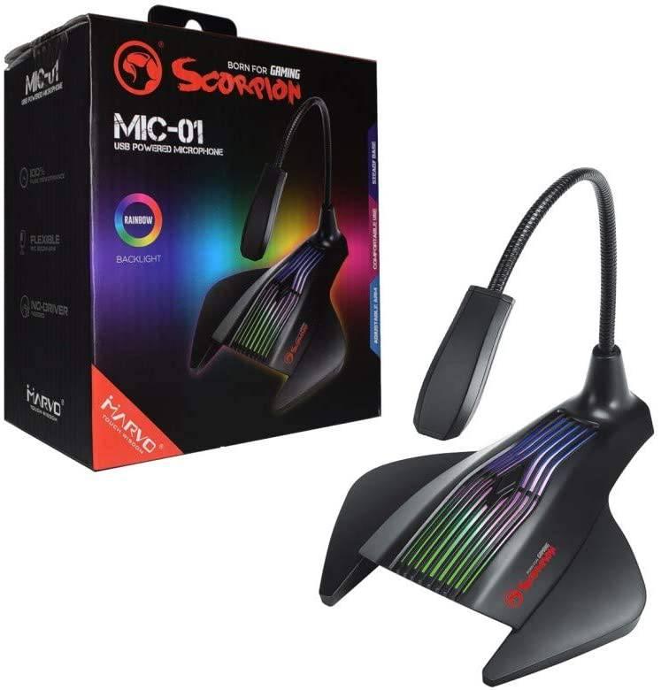 Scorpion USB RGB LED Black PC Gaming Desktop Computer Microphone - Gadget Station