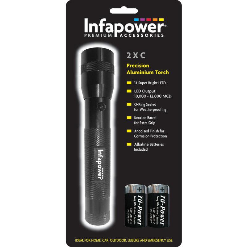 Infapower Precision Aluminium Torch 2 x C Battery Powered