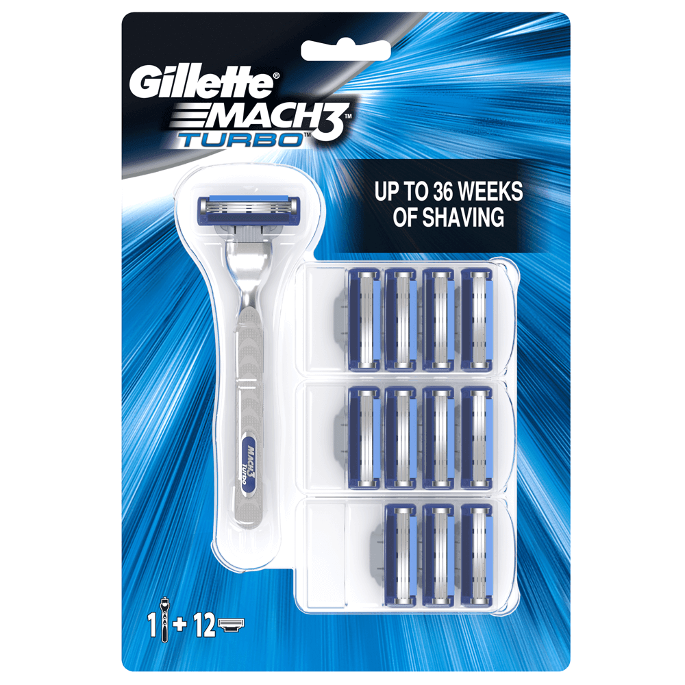 Gillette Mach3 Turbo Razor Plus 11 Blade Refills