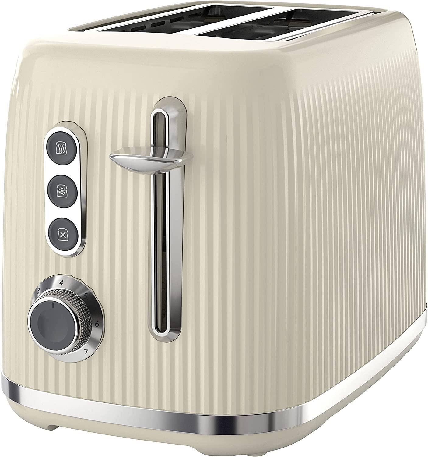 Breville Bold Vanilla Cream 2-Slice Toaster with High-Lift and Wide Slots | Cream and Silver Chrome