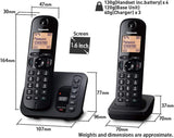 Panasonic DECT Cordless Phone with Answering Machine, 1.6 inch Easy-to-Read Backlit Display, Nuisance Call Blocker, Hands-Free Speakerphone, ECO Mode - Black, Quad Handset Pack