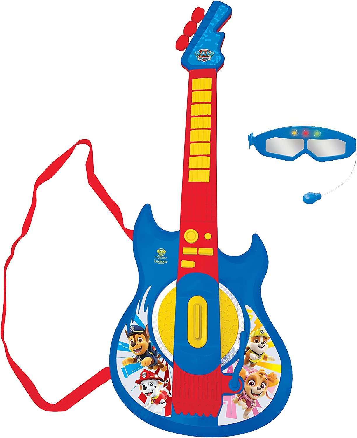 LEXIBOOK Paw Patrol Chase Electronic Lighting Guitar with mic, Glasses with Microphone, Demo Songs, 2 Game Modes, MP3 Plug, Blue/red