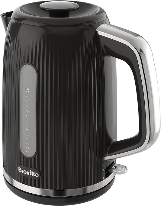 Breville Bold Black Electric Kettle | 1.7L | 3kW Fast Boil | Black & Silver Chrome