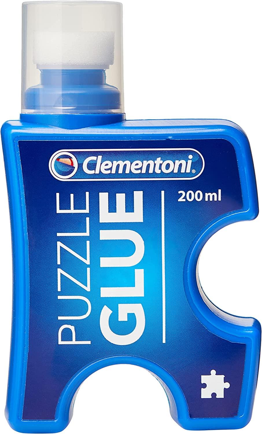 Clementoni Puzzle Adhesive, Accessories for Fixing, Hanging or Protecting the Puzzle, Liquid Binding Agent with Distribution Sponge, Display with 1 x 200 ml
